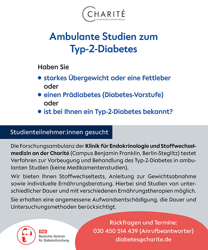 Diabetes Typ2 Probanden gesucht