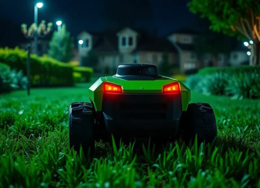 Mäh-Roboter in der Nacht